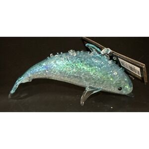 Robert Stanley Dolphin Embellished Glitter Glass Nautical Christmas Ornament NEW